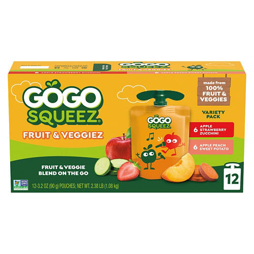 GoGo Squeez Variety Pack Fruit & Veggie Squeez - 12 pack, 3.2 oz